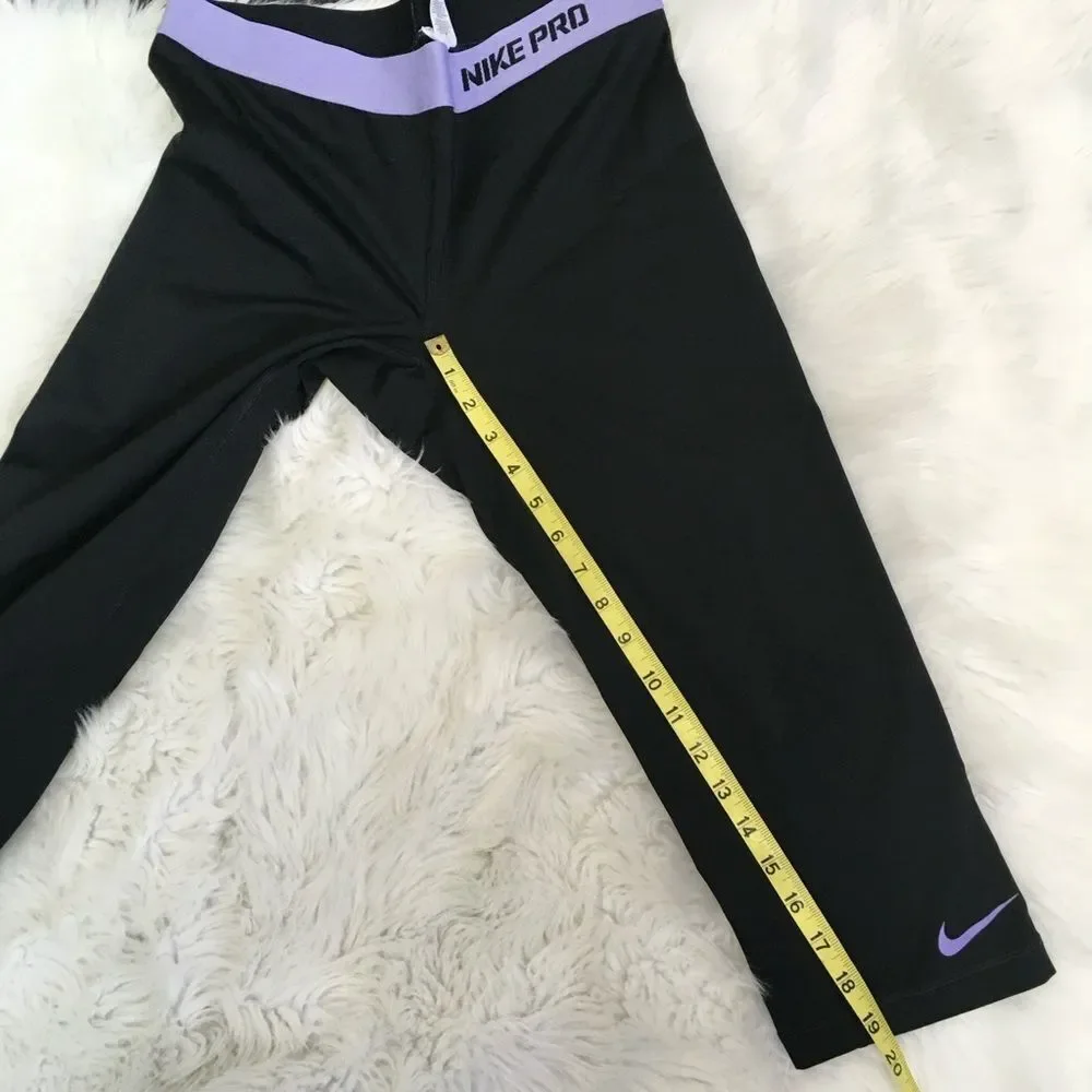 NEW Nike Pro Women’s Capri Two Tone Purple Leggings Pants Size L - Picture 9 of 9